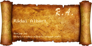 Rádai Albert névjegykártya